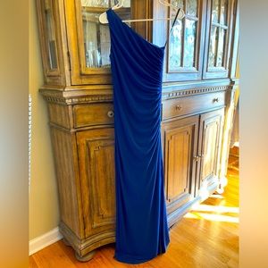 Laundry Royal Blue long one shoulder dress with beading on side